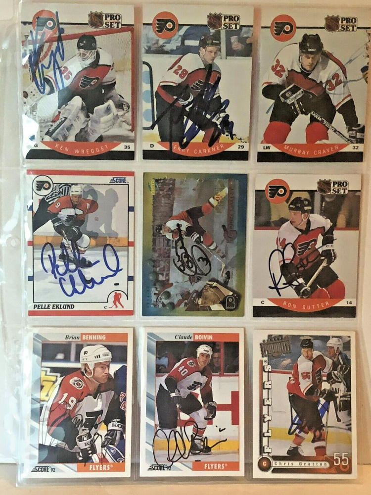 9 Signed NHL cards -Phila. Flyers-Dineen, Craven, McCrimmon, Froese, Samuelsson