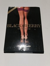 Honey Birdette Black Cherry Stockings Luxury Thigh High Stay Ups size Large New