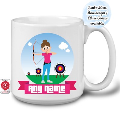 Personalisierte Jumbo 20 Unzen Bogenschütze Tasse mit individuellem Namen Spaß Mädchen weiblich Bogenschießen Geschenke