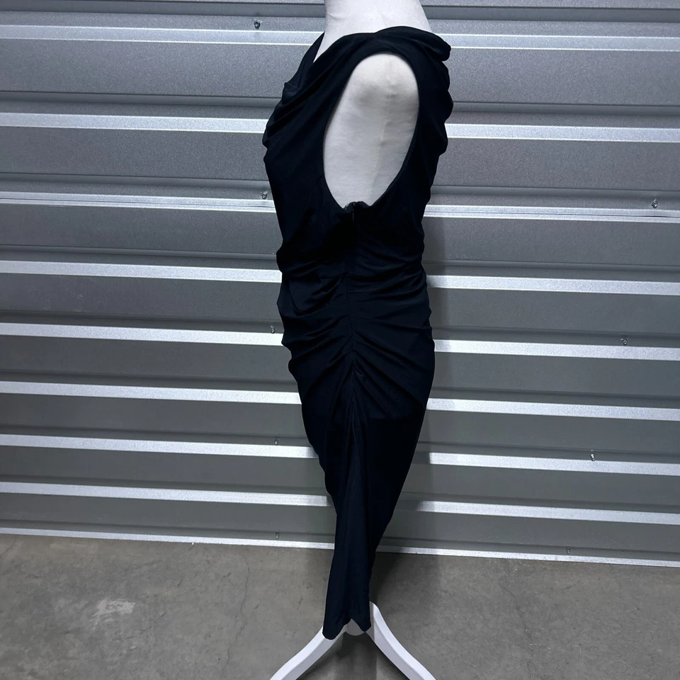 Vestido Vera Wang Mujer 10 Azul Marino Acanalado Elastizado Cóctel Fiesta Boda Foto 3 de 4