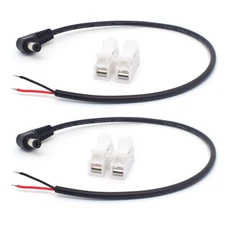 2 PCS 1ft 22AWG 90 Degree Right Angle DC Power Pigtail 5.5x2.1mm Male