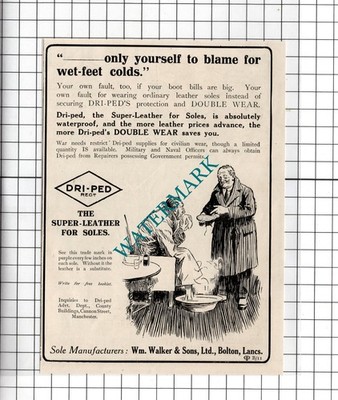 William Walker & Sons Ltd Bolton Lancashire Dri-ped  - 1918 Small Advert