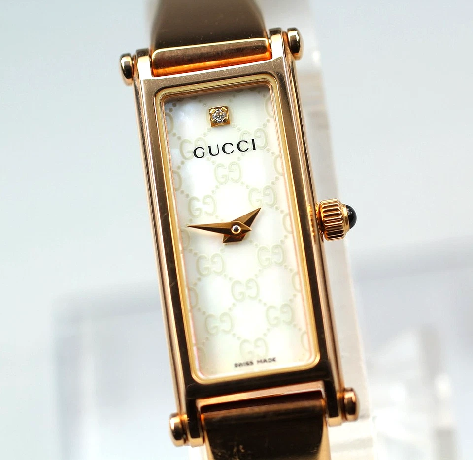 [Casi COMO NUEVO+] Reloj para mujer vintage GUCCI 1500L 13 mm esfera blanca cuarzo dorado Foto 2 de 4