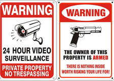 Private Property Warning Signs 2 Pack Video Surveillance Armed Owner Aluminum