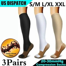 Copper Compression Socks 20-30mmHg for Blood Circulation Women Men Close Toe Sox