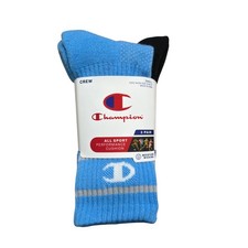 Champion All Sport Performance Crew Socks 3pk Blue Assorted Small 10.5k-4Y New