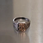 Antique Vintage Womans Sterling Signet R Ring Sz 6   6g Possible Gold Initial?