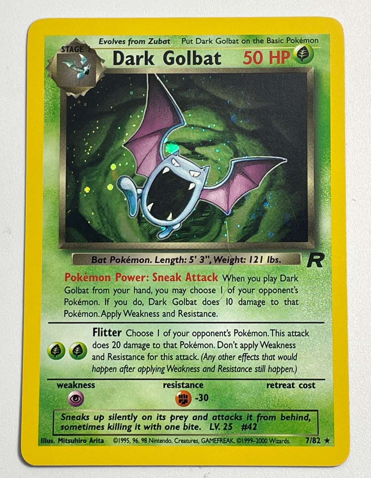 Dark Golbat 7/82 Holo Rare Team Rocket Set 2000 Pokemon Card WOTC NM/LP