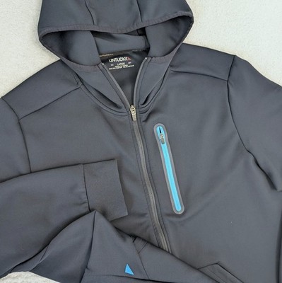 Untuckit Rivera Blue Hooded Full Zip Jacket Performance Stretch Men s L