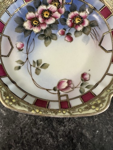 Vtg Imperial Nippon Gold Gilt Trim Trinket Dish Floral Porcelain Candy Dish - Picture 4 of 15