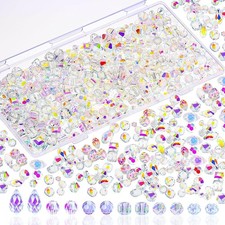 Crystal Beads, 800 Pcs Glass Beads Bulk, Clear Large, AB color