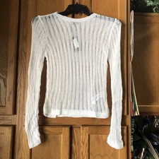 PRETTY LITTLE THING Sheer Soft Rib Longline Flare Sleeve Top Plus XL Casual Chic