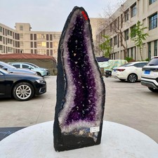 Geoda de amatista natural 41,9 lb cuarzo cristal racimo catedral energía curativa