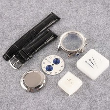 41mm Stainless Steel Watch Case + Leather Str...