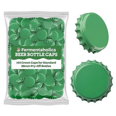 Fermentaholics Green Beer Bottle Caps - 144