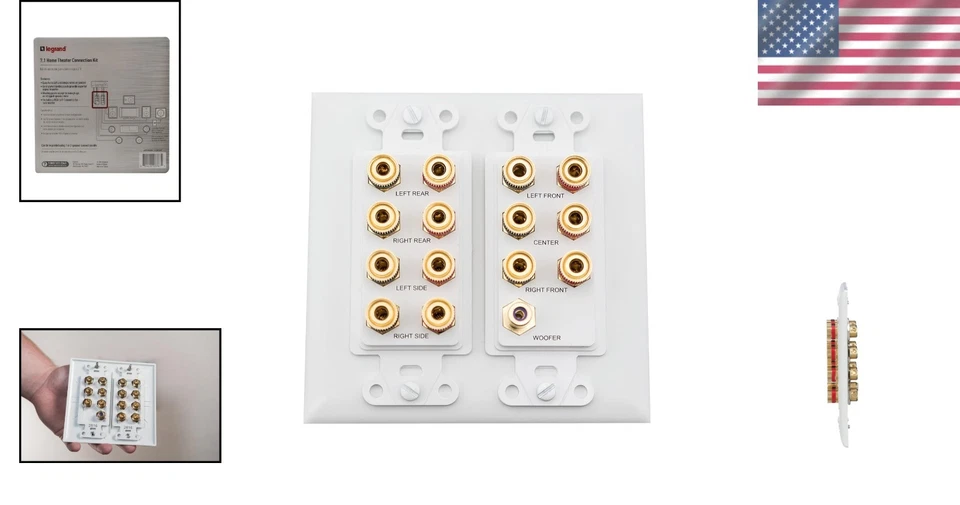 High-Quality 7.1 Home Theater Connection Kit with Speaker Wall Plates - White - Image 2 of 4