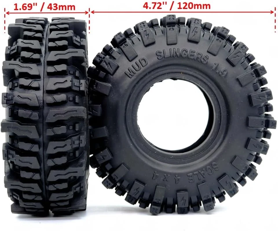4pcs 1.9 Soft Sticky Mud Slingers Tires - Perfect for Traxxas & Axial Crawlers - Image 4 of 4