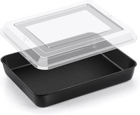 Backblech, Edelstahl Ofenblech Mit Luftdichtem Deckel, 31,7X24,7X5Cm, Schwarz