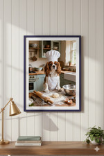 Cavalier King Charles Spaniel Wall Art Funny Dog Baker Kitchen Decor Unframed