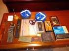 Junk Drawer Lot Vintage Antique Old Collectible Tools, Advertising