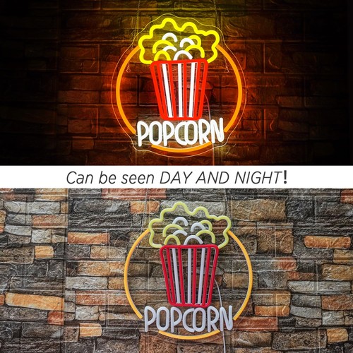 Palomitas de Neón Letrero para Decoración de Pared Palomitas de Maíz Regulables Luz de Neón USB Light... - Imagen 5 de 7