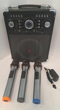 PORTABLE KARAOKE MACHINE IN GOOD CONDITION W/ 3 MICS. ALL TESTED AND P10024614 