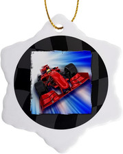 3Drose Formula 1 Racecar Snowflake Holiday Ornament