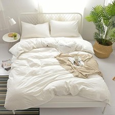 100 Washed Cotton Duvet Cover Bedding Set, Healthy,Luxurious, Comfortable,