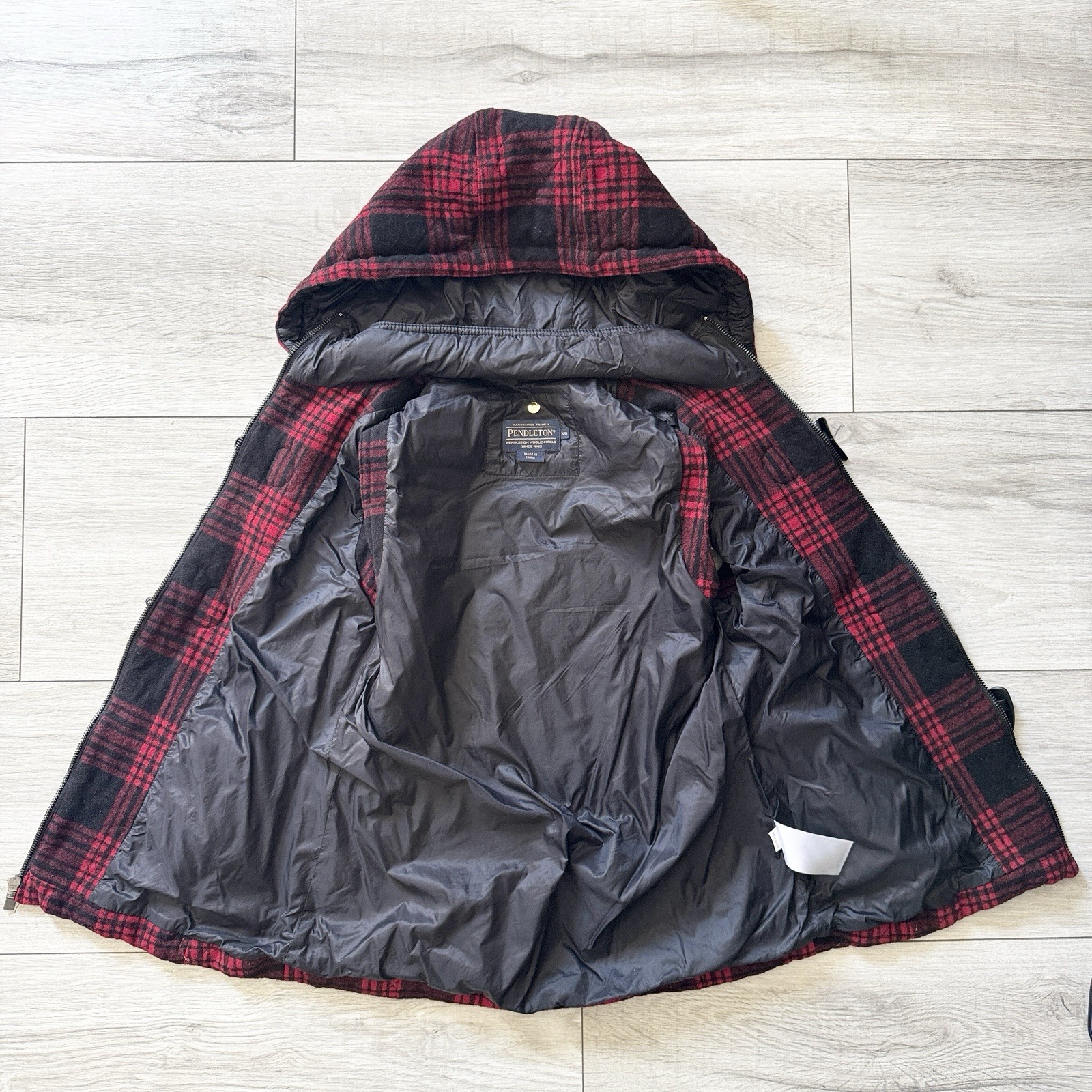 Pendleton Womens XS Red Black Plaid Wool Duffle T… - image 7