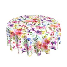 Spring Summer Floral Round Tablecloth 60 Inch Flower Table Clothes Multicolor...