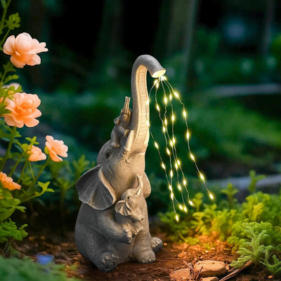 Solar-Powered Glowing Elephant Garden Statue   Unique Home Decor Gift