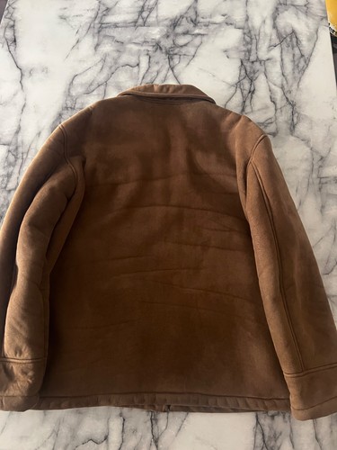 Joseph Abboud Herren L Oberbekleidung braun Wildlederimitat Sherpa gefüttert durchgehender Reißverschluss Jacke - Bild 3 von 4