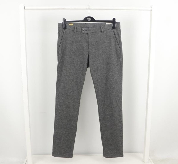 Men Bugatti Trousers Grey Viscose 36 / XL / 50