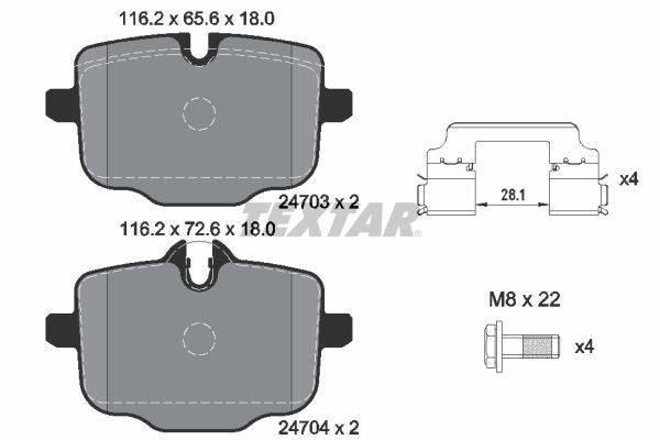 Textar Bremsbelagsatz, Scheibenbremse 2470301 FüR BMW-image