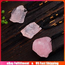 Natural Pink Rose Quartz Pendant Chakra Healing Crystal Gemstone Necklace Gift