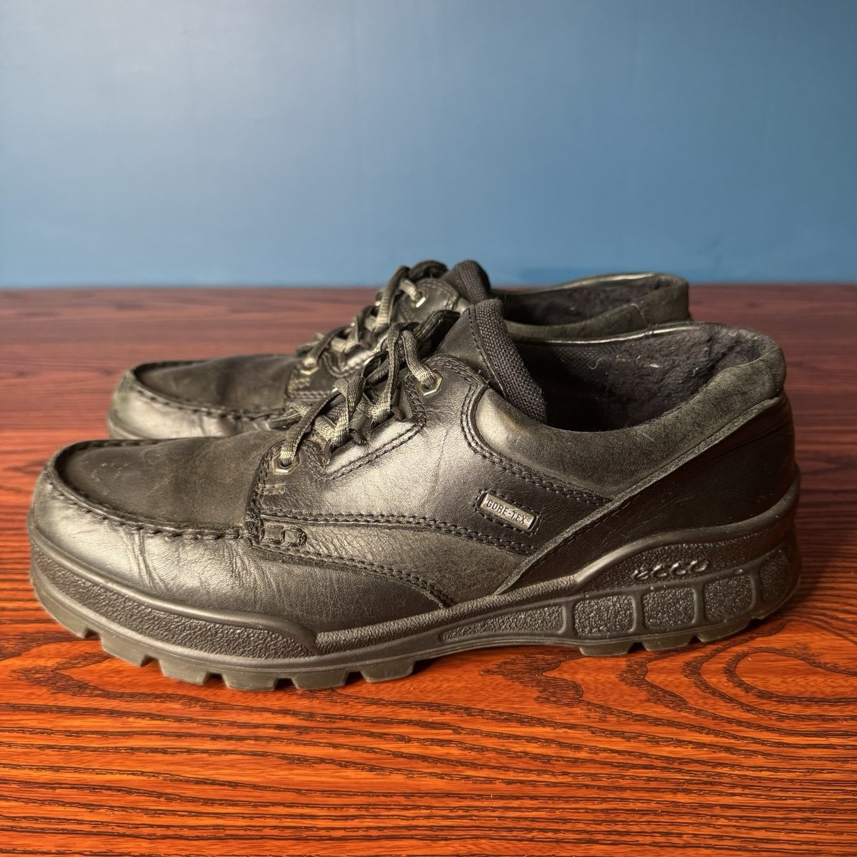Ecco Track GTX Low Black Gore-Tex Leather Men Shoes Size 44 