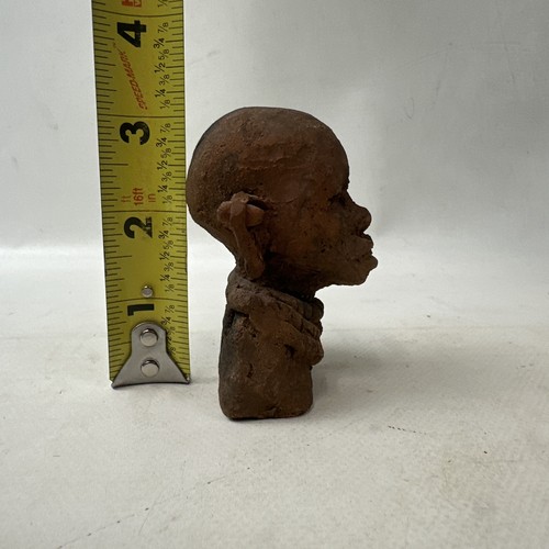 Ton Büste Kopf Vintage detailliert winzig 3" kleine Skulptur unsigniert - Bild 5 von 8