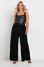Vince Camuto Black Wide-Leg Pants Disco Sequined Pull-On Flare Size 18W-20W