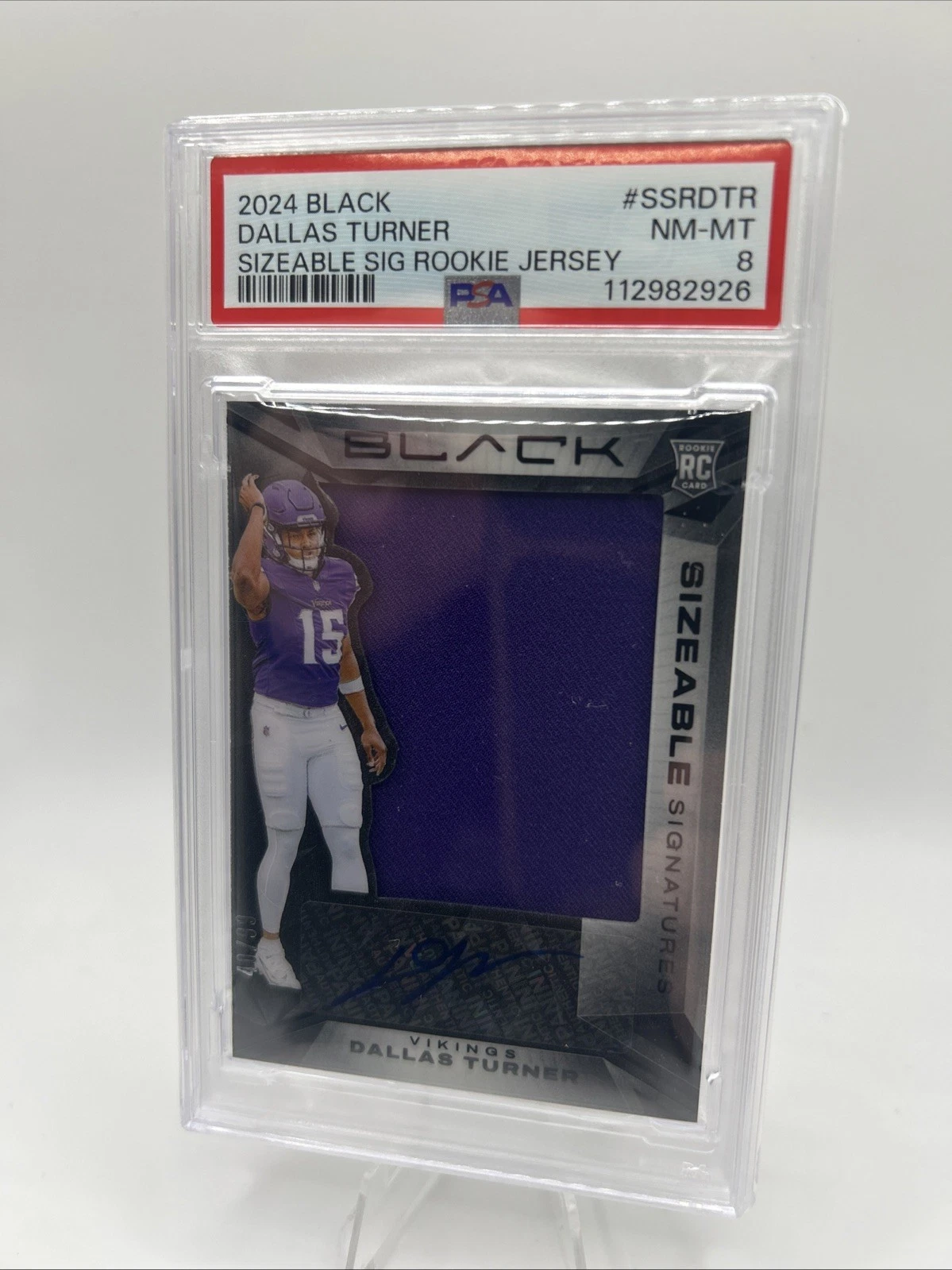 Dallas Turner Panini Black Sizeable Signature Rookie Jersey #SSRDTR Base
