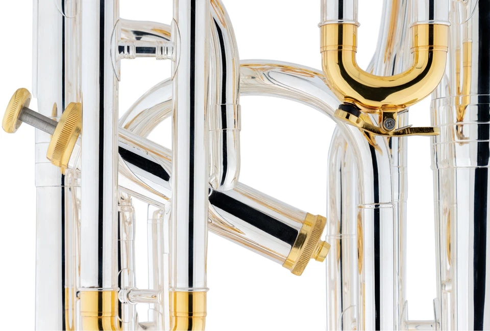 Professionale Baritono in Sib Ottone Lacca Argento 4 Valvole Set Bocchino Borsa - Immagine 4 di 4