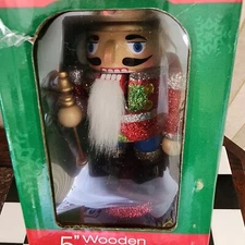 Kurt Adler 5" tall Wood Hand Carved Nutcracker with Original Box