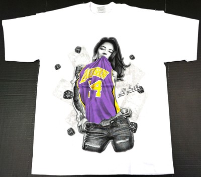 Los Angeles LAKERS T-shirt LA Lakeshow Kobe Skull Art Tee Black Mamba XL New
