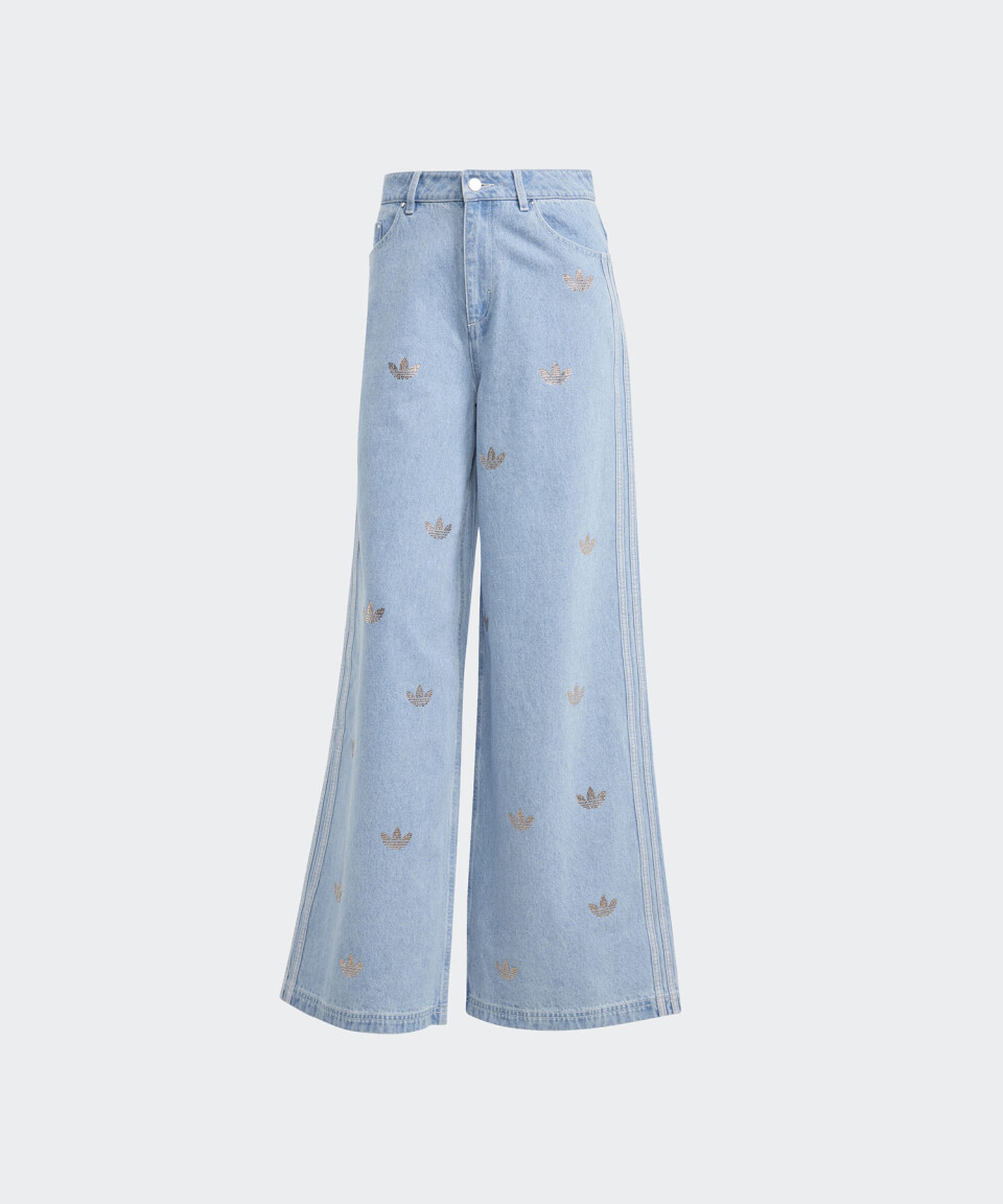[adidas] DENIM LINESTONE PANTS ☆送料込☆ Adidas Denim Rhinestone Pants Womens - Blue / JN3020