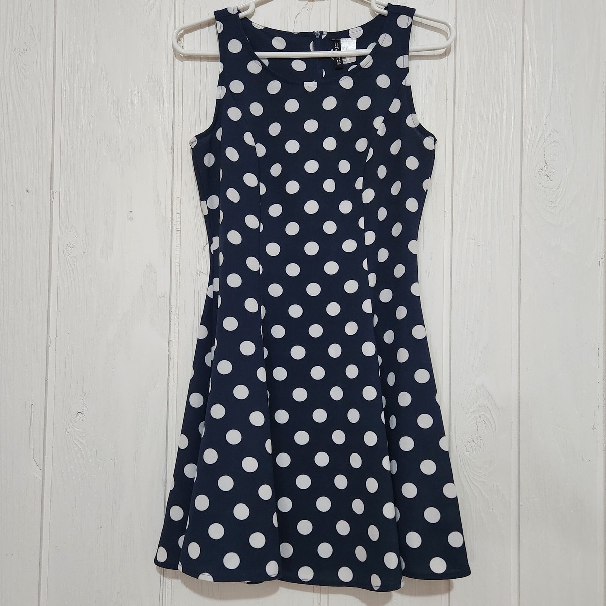 h&m navy blue polka dot dress Polka Dot Dress Navy Blue by H&M Size 14