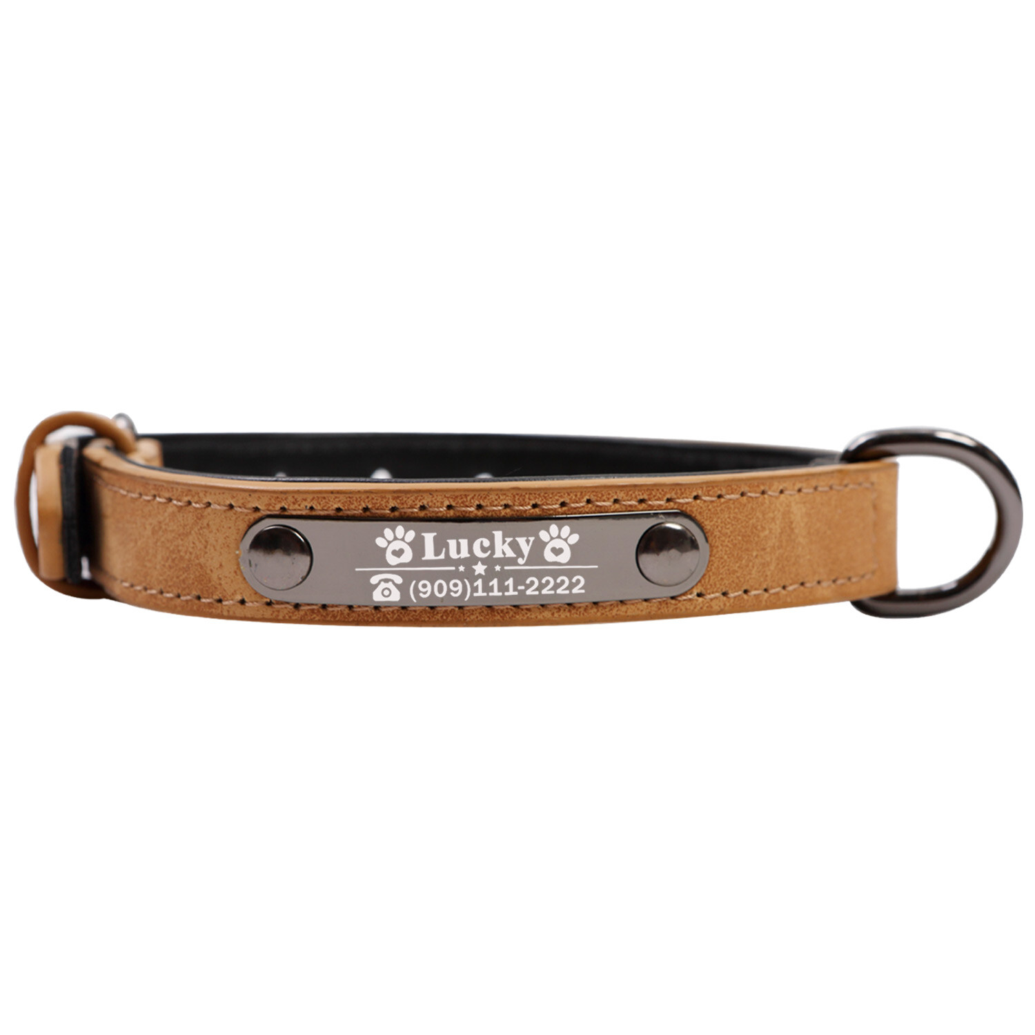 Soft Leather Personalized Dog Collar Engrave ID Name Custom for Small