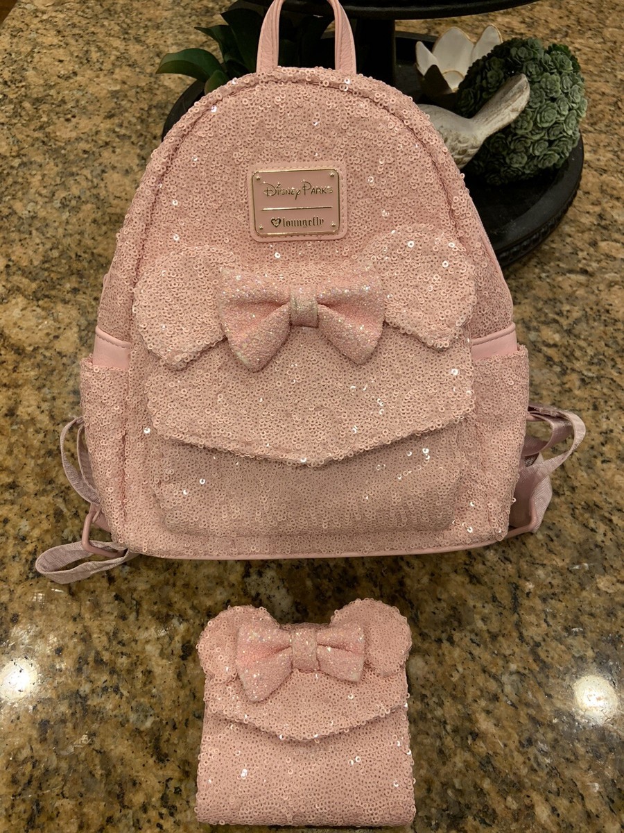 Disney Loungefly Millennial Light Pink Sequin Mini Backpack 