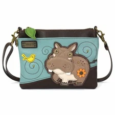 NEW CHALA HIPPO MINI CROSSBODY CELL PHONE PURSE BAG BLUE BROWN FAUX LEATHER