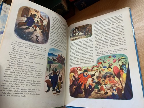 *RARE* 1953 WALT DISNEY'S PINOCCHIO ILLUSTRATED FICTION HUGE HARDBACK BOOK (P3) - Imagen 13 de 15