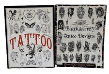 Lot of 2 Tattoo Design Books, Black and Grey Tattoo Designs, Tattoo Design Book
