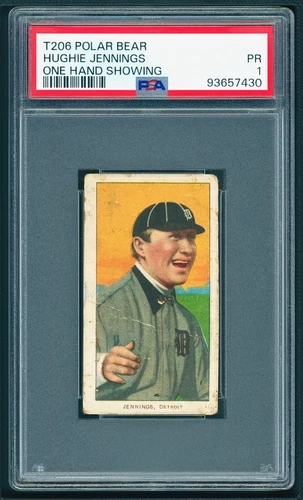 ⚾️ 1909-11 T206 Polar Bear - Hughie Jennings (HOF) One Hand Showing PSA Graded
